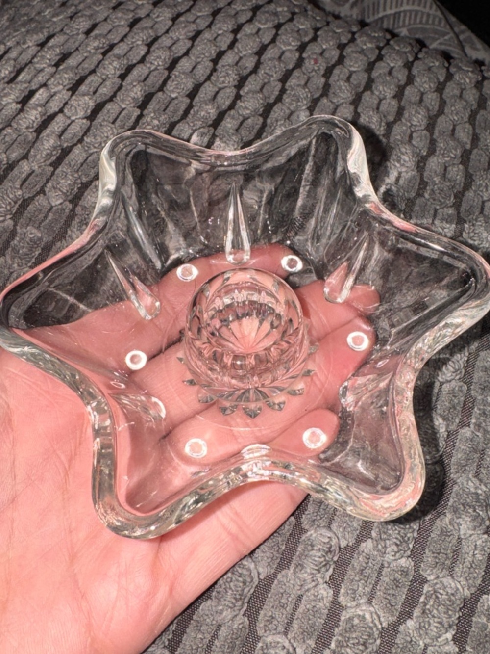Vintage Anchor Hocking Clear Glass Star Candle Holder – Perfect Condition